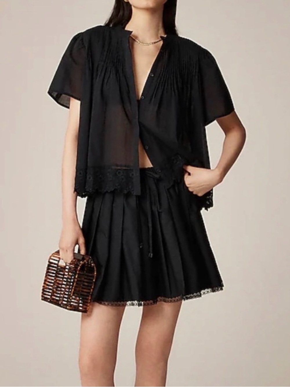 JCrew Cotton Voile pintuck blouse